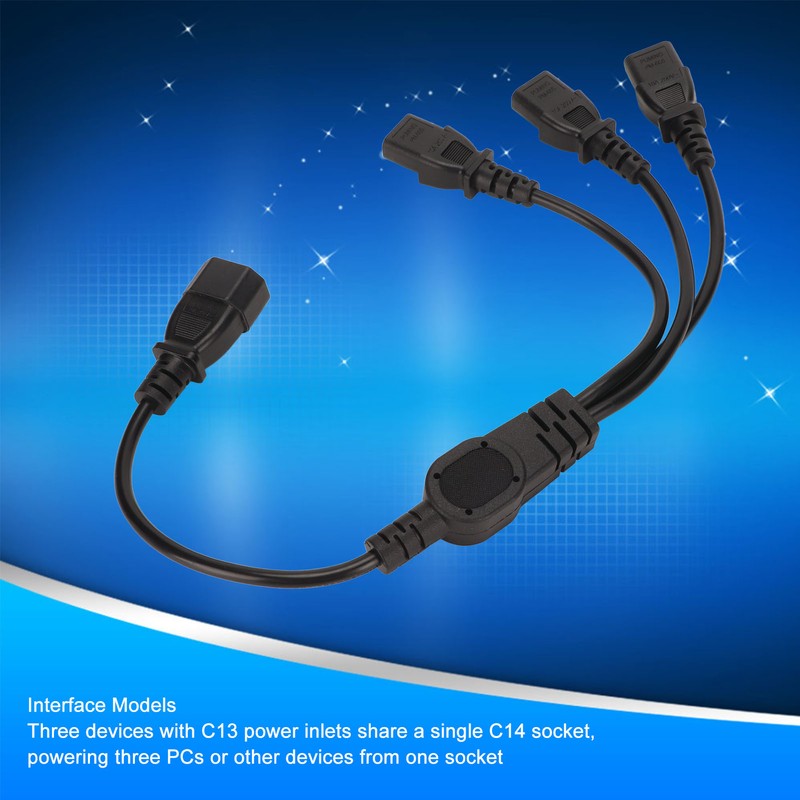 IEC 320 C14 to 3 X C13 Power Cable Universal