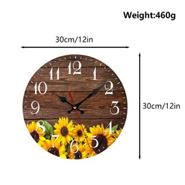 astylishome Large Wall Clock Shabby Chic Vintage Floral Silent Non Ticking Clocks for Living Room Bedroom Home Decoration 12 Inch Simple Installation Kitchen Accessories 1404
