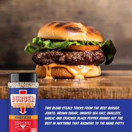 Fire & Smoke Burger Royale Burger Seasoning | BBQ Rub for Smoking and Grilling Meat | Beef, Pork, Chicken, Turkey, Veggie | BBQ Rubs and Spices | Brown Sugar, Smoked Salt, Garlic, Black Pepper | XL 13.2 oz