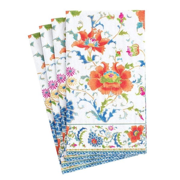 Caspari Chinese Ceramic Paper Guest Towel Napkins in White, Four Packs of 15