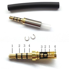 KetDirect Gold 4 Pole 3.5mm Male Repair headphone Jack Plug Metal Audio Soldering & Spring