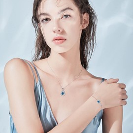 FANCIME 925 Sterling Silver November Birthstone Bracelet Infinity Natural London Blue Topaz Bracelet with Fine Jewellery Box Christmas Birthday Valentine's Day Mother's Day Present for Women Mother