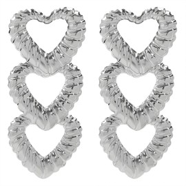 14K Gold Silver Plated Hollow Heart Dangle Earrings for Women,Simple Statement Long Heart Hanging Earrings,Unique Formal Birthday Jewelry Gifts (Silver)