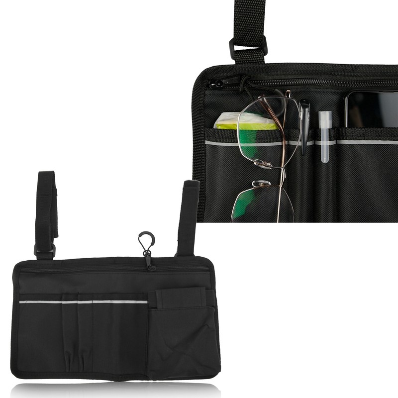 Wheelchair Side Storage Bag Organizer Waterproof Multi Pocket Armrest Pouch