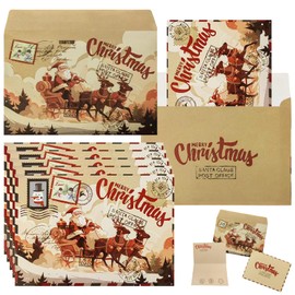 5 Pack Vintage Christmas Greeting Cards Christmas Postcard 6 x 4" Santa Claus Reprint Antique Postcard Set Retro Christmas Cards with Kraft Envelopes Blank Christmas Greetings Holiday Cheer for Friends Relatives (Santa Claus Carriages)