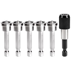PH2 Magnetic Positioning Screwdriver Bits Drywall Screw Setter Plasterboard Screw Hex Shank Positioning Bit Batch Head, 5pcs 50mm Drywall Screw Bits with 60mm Magnetic Extension Bit Holder