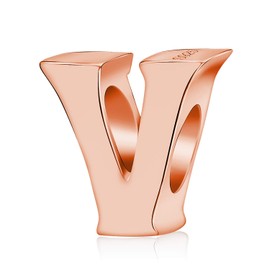 Rose Gold Letter Charms Solid Sterling Silver Initial A-Z Alphabet Charm Beads, Sterling Silver