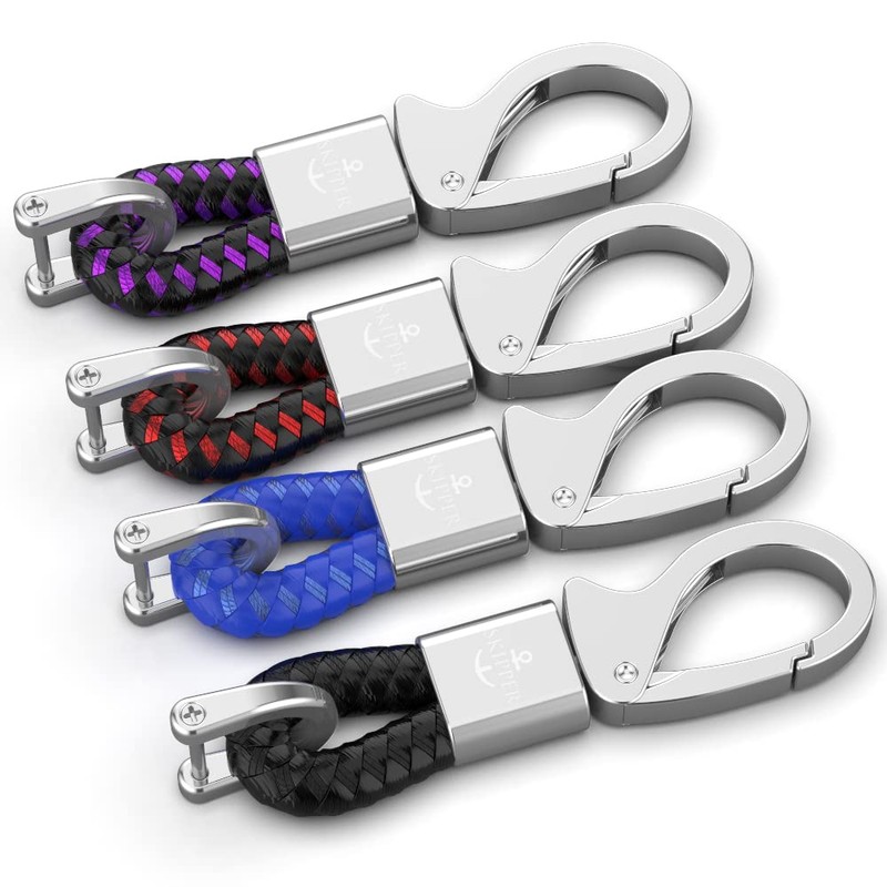 Skipper D-Clip Carabiner Keyring Imitation Leather Gift for Wife Husband