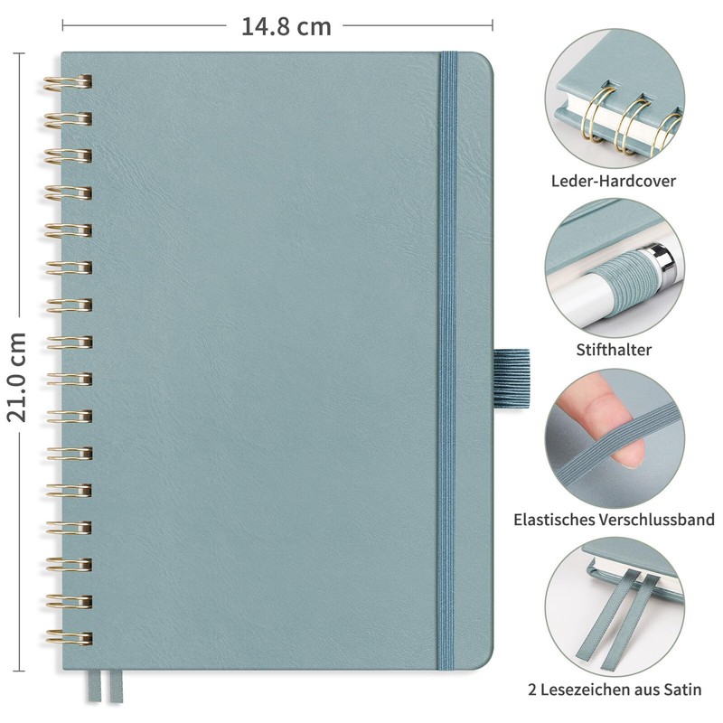 RETTACY Notebook A5 Lined Bullet Journal with 100 g/m² Thick