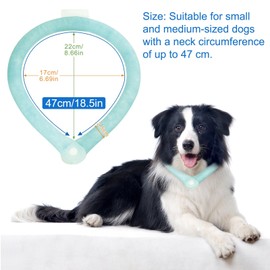 DEWEL Cooling Collar for Dogs, Cooling Collar for Dogs, Quick Cooling at 28°C, Summer Cool Neck Wrap, for Small and Medium Dogs with a Neck Circumference of Less than 47 cm (Green)