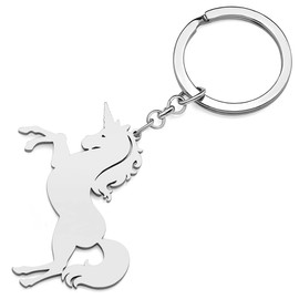 RAIDIN Stainless Steel Cute Unicorn Keyring Key Ring Horse Jewellery Gifts for Women Girls Car Handbag Key Accessories, Silver-089