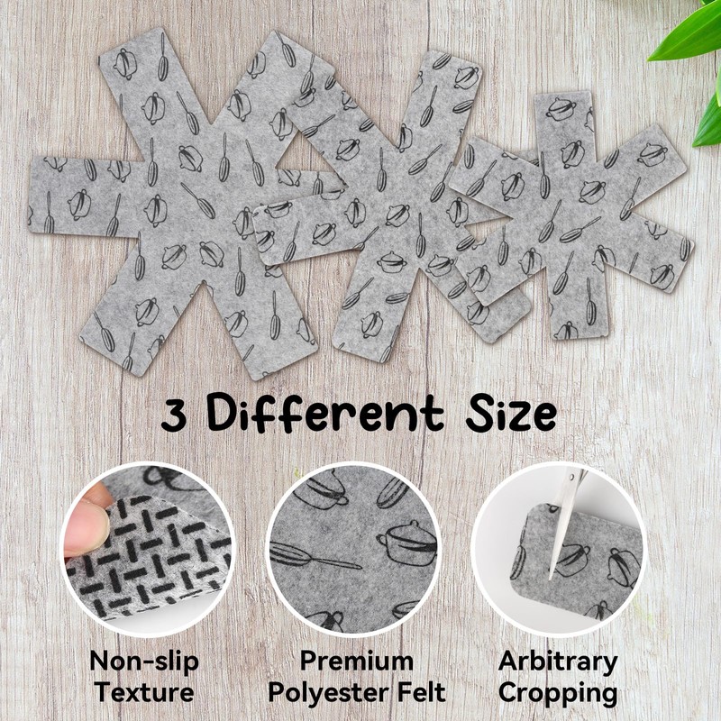 Pack of 12 Felt Pan Protectors, Stacking Protection with 3