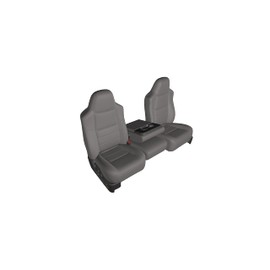 Durafit Seat Covers, F213-C8, Made to fit 1993-1998 Truck F150-F550 Regular, XCab and Crew Cab High Back 40/20/40 Split Seat with Molded Headrests and Opening Center Cons. Made in Gray Endura