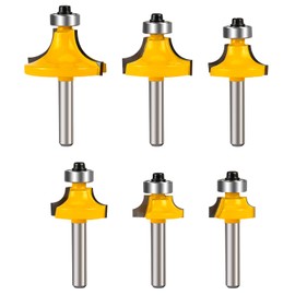 Yueqing Zhongji roundover Router bit 1/4 Shank Router bits 1/4 Shank 1/4-Inch Shank Roundover Edging Router Bit Set Corner Rounding Edge Forming Bit Set 1/2", 3/8", 5/16" ,1/4",3/16",1/8" Radius 6pcs