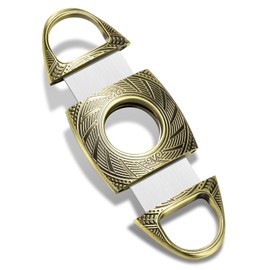 CIGARLOONG Cigar Cutter, Stainless Steel Straight Cut Cutter, Cigar Guillotine Double Blade Cutter up to 57 Ring Gauge with Gift Box,Gifts for Men (Gold)