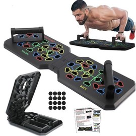 Push Up Board 12-in-1 System – Color-Coded Foldable Pushup Bar with Handles for Home Workout – Portable Full Body Strength Training Board for Chest, Shoulders, Triceps & Back