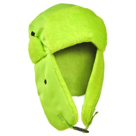 Winter Trapper Hat with Ear Flaps, Faux Fur Lined Winter Hat, Lime Green, SAFEGEAR