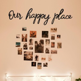KOYILTD Our Happy Place - Arte de pared de metal para exteriores, arte de pared para exteriores, letras, letrero para el hogar, sala de estar, recámara, cocina, patio y más (relajante, mediano)