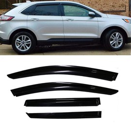 Deebior FD4P04 Side Window Visor Vent Deflector Rain Guard fit for 2015-2021 Ford Edge,4pcs Outside Mount Tape-on Shatterproof Dark Smoke window Shades