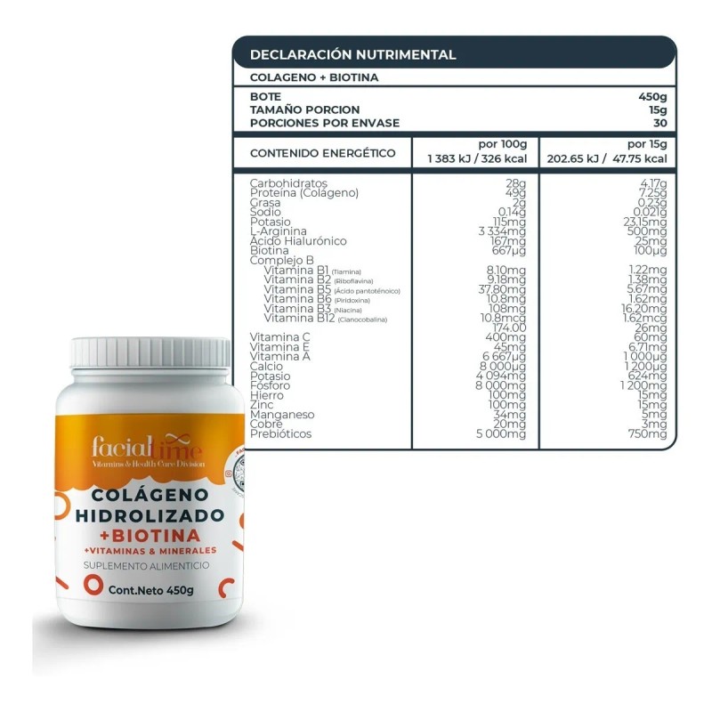 Kit 2 Colágeno Con Biotina + Ácido Hialurónico 450gr