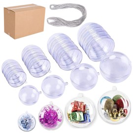 Pack of 20 Clear Christmas Baubles, 4 Sizes, Fillable DIY Christmas Tree Baubles Made of Plastic, Christmas Baubles Tree Decoration, Christmas Souvenirs, Christmas Decoration for Filling as Christmas