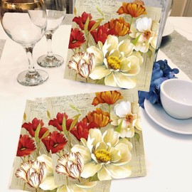 20-ct 13x13 Fleurs du Jardin Floral Napkins Floral Paper Napkins Valentines Napkins Decorative Napkins Floral Napkins Paper Decoupage Valentines Day Napkins Mother's Day Napkins Pretty Flower Napkins