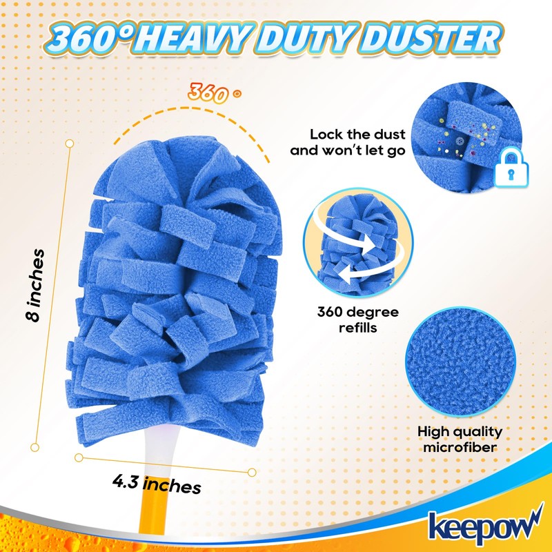 KEEPOW 20 Pack Reusable Duster Refill Compatible with Swiffer Duster