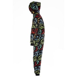 Camille Mens & Childrens Super Soft Fleece Onesie - Hooded All In One - Long Sleeved and Full Length with Elasticated Cuffs and Ankles Gamer Print Small
