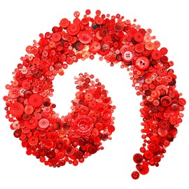 1600 botones rojos para manualidades, varios tamaños, botones rojos en rojo oscuro a granel, surtido de botones para manualidades