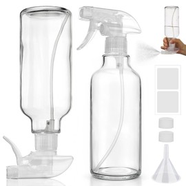 360° Glass Spray Bottles, Adjustable Nozzle, 16.9 oz, Clear