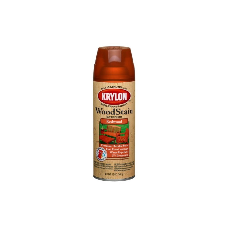 Krylon K03604000 Exterior Semi-Transparent Wood Stain, Redwood, 12 Ounce