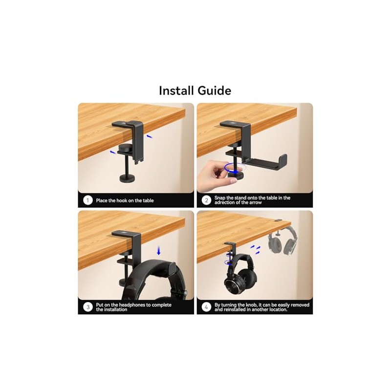 OneOdio Foldable Headphone Stand - Space-Saving Metal Holder