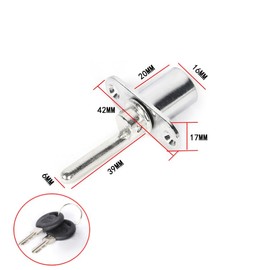 Cerradura de Émbolo para Cajón con Llave, 42 mm x 39 mm, Plateado, 4 Piezas
