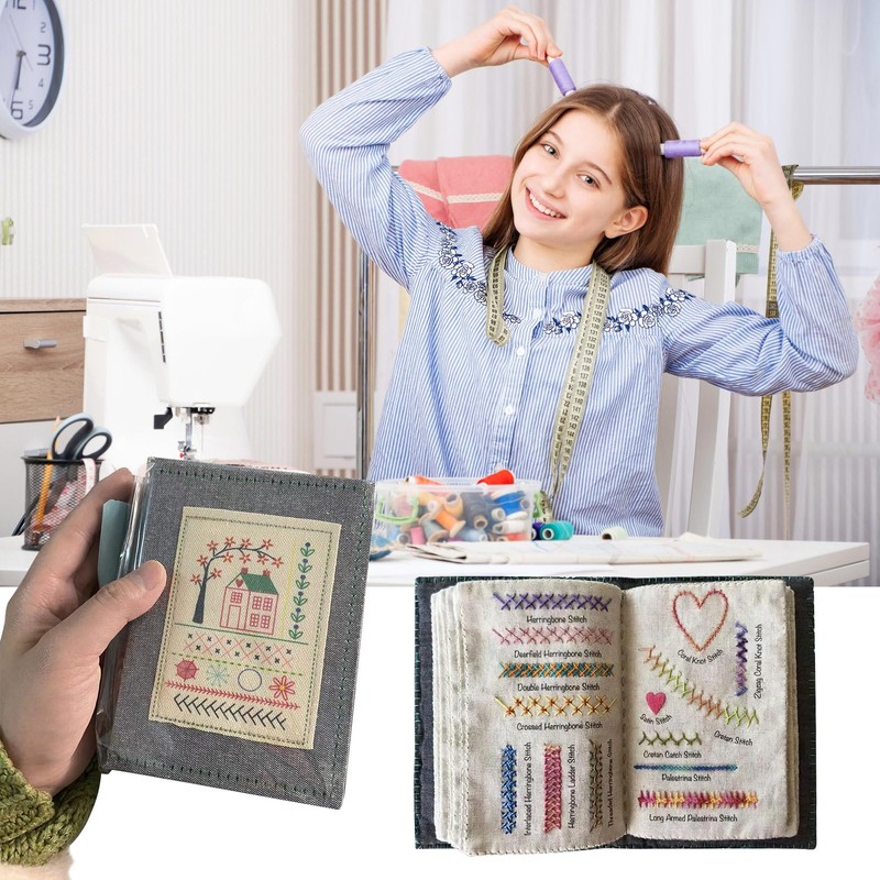 DIY Embroidery Sewing Stitch Book,Loose Leaf Needlework B-OOK,Creative Embroidery Starter