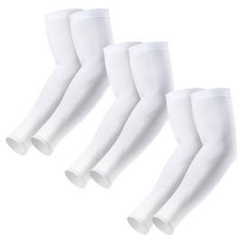 Amengsen Arm Sleeves Cooling UPF 50+, Compression Arm Warmers, Sun Protection Arm Sleeves, Elastic, Breathable, Non-Slip, No Fading, Pilling Resistant, Arm Warmers for Outdoor Sports(White 3 pairs)