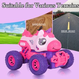 BORSTOYPRO Unicorn RC Cars for Kid, Remote Control Unicorn Monster Truck for Girls, RC Monster Truck Unicorn Car with Spray LED Light, Unicorns Gift Toy for Boys Kids