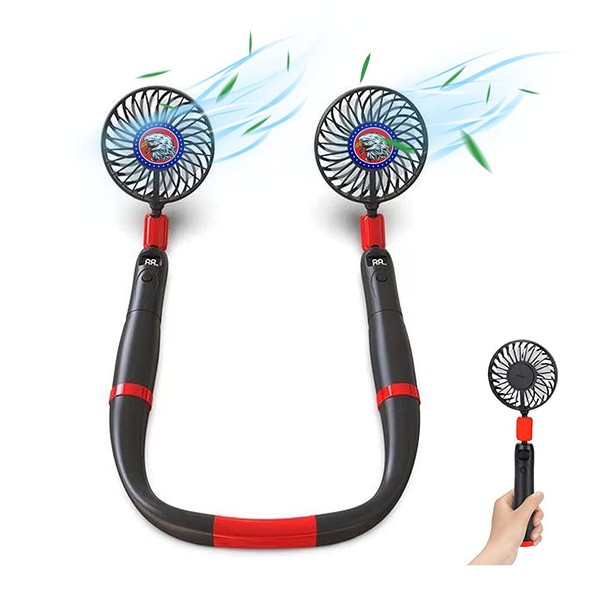 Neck Fan, Portable Fan, 2-in-1 Function, Small Fan, USB Rechargeable, Quiet, 4,000 mAh, Large Capacity, 360 Degree Adjustment, 3 Levels of Airflow, Free Both Hands, Lightweight, Heatstroke Prevention, Sports, Travel, Home, Office, Festivals, Fireworks Di