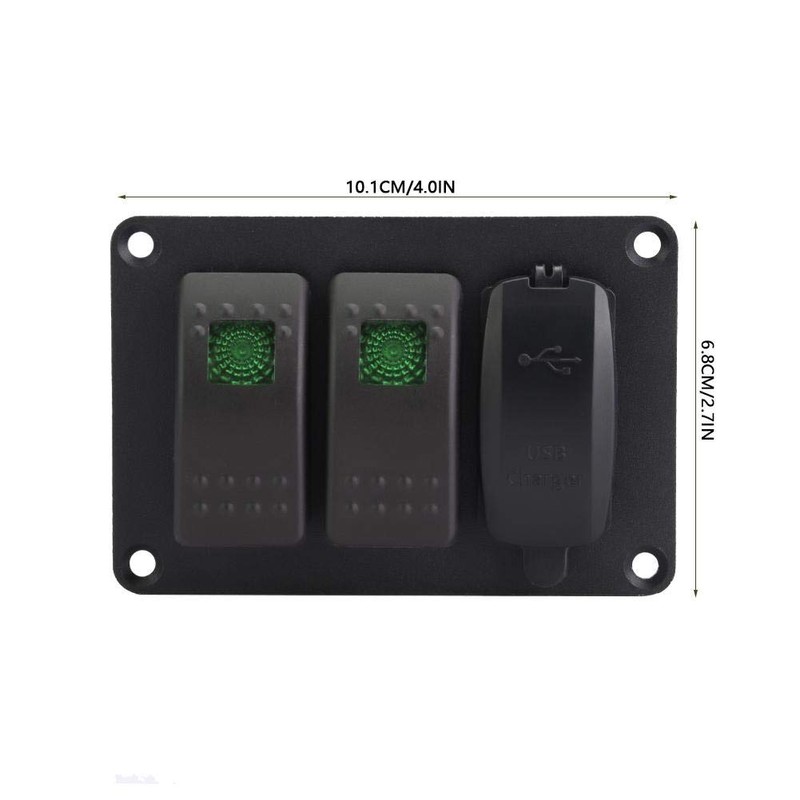 2 Gang Rocker Switch Panel with 45 Pattern Stickers, Keenso