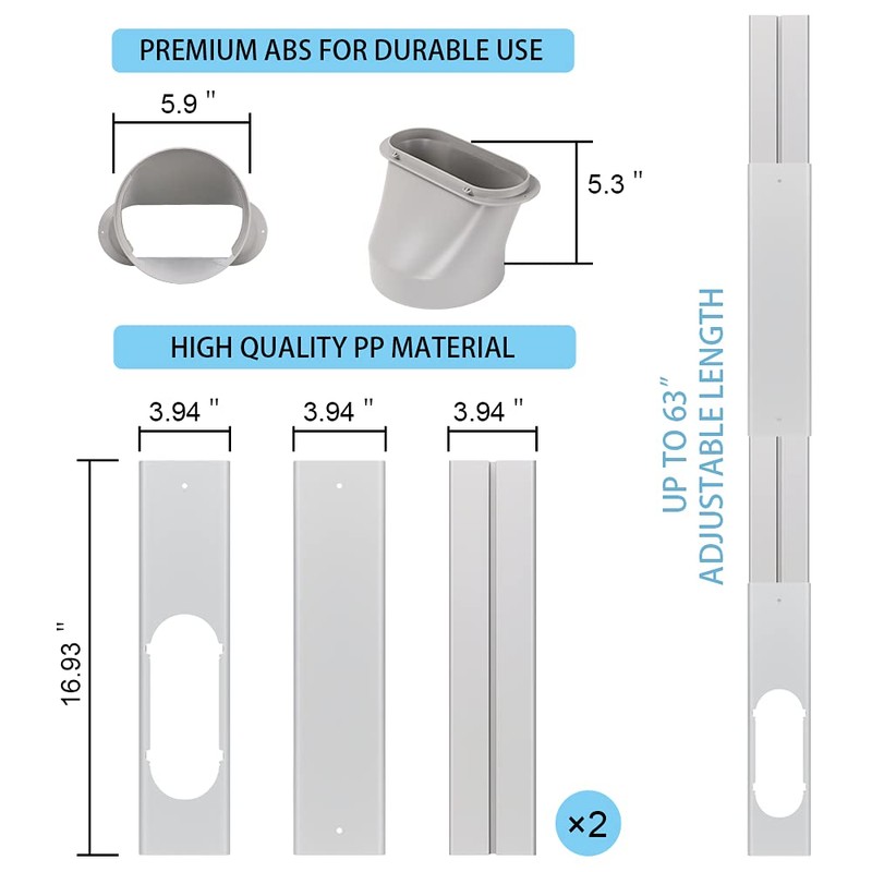 Kerykwan Portable Air Conditioner Window Vent Kit with 5.9” Exhaust