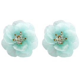 JZOON Hair Ornaments, Set of 2, Hair Accessories, Yukata, Resin Petals, Clips, Coming-of-age Ceremony, Long Sleeves, Children, Kimono, Clear Beads, Kids, Small, Hair Clip, Shichi-Go-San Tiffany Blue