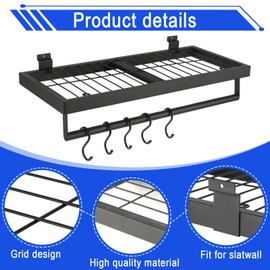 Posnaland Slatwall Shelves, Slatwall Shelf, Slat Wall Accessories, Heavy Duty Storage Shelves, for Garage, Home,Retail Storage,110 lbs Load Capacity (2-Pack, Black)