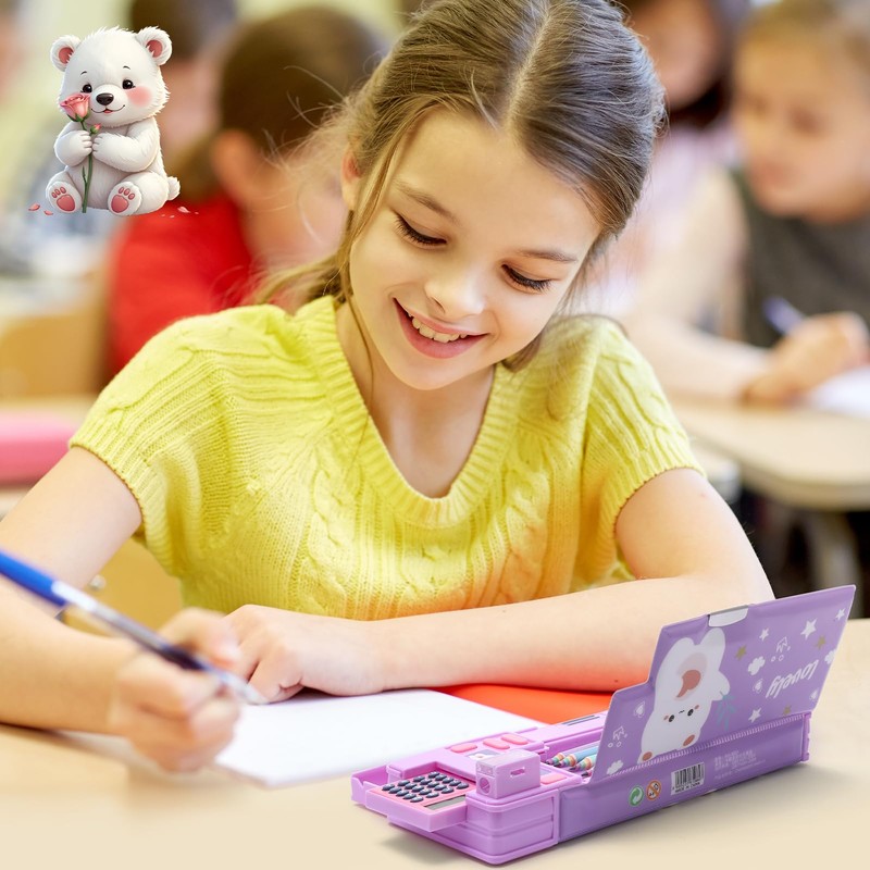 Pop Up Pencil Case, Cartoon Pencil Cases with Compartment Multifunctional