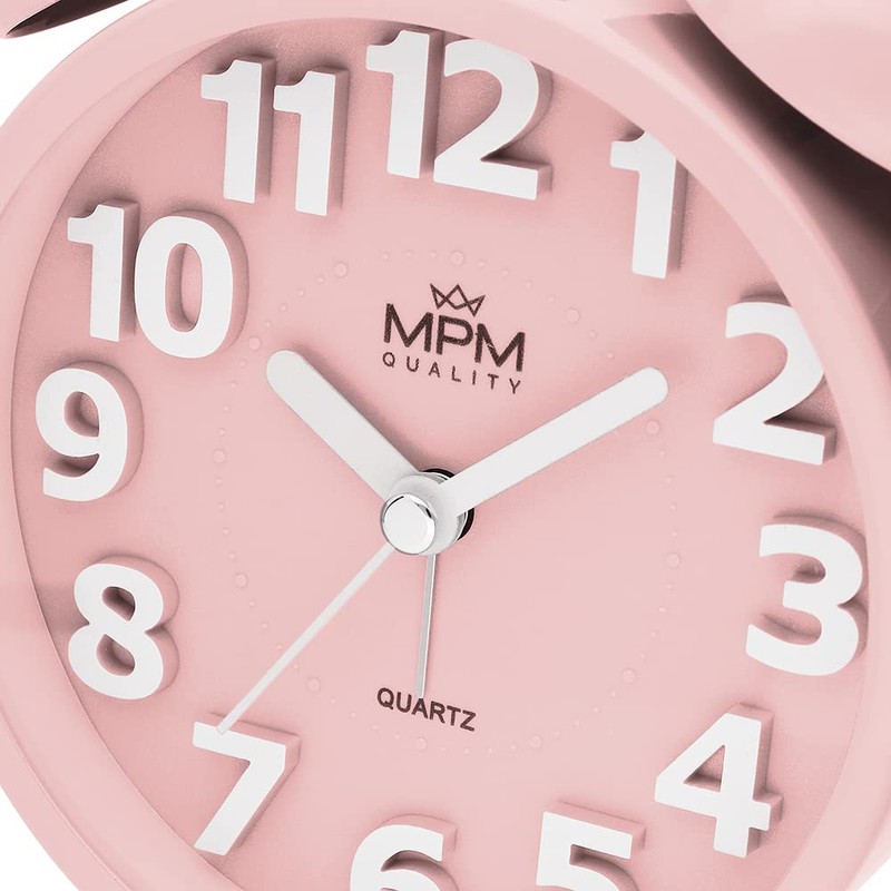 MPM Quality Design Metal Alarm Clock in Trendy Colours, Rose,