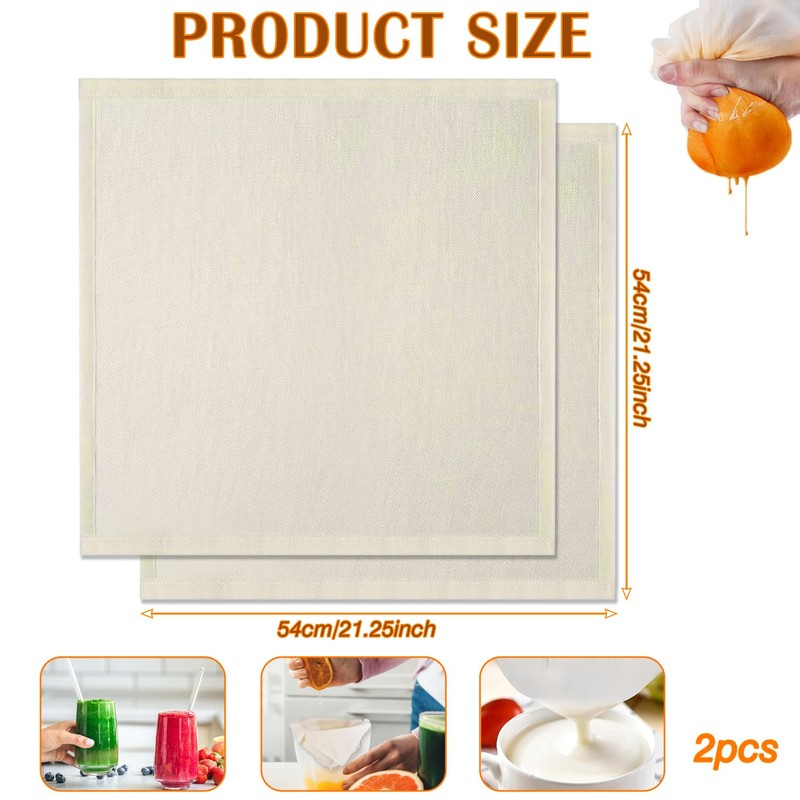 Qcdou Cheese Cloths, 2 PCS Cheese Cloths for Straining, Large