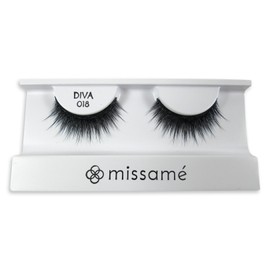 Missamé DIVA Deluxe Beauty False Eyelashes Set Handmade with Premium Synthetic Fibers, Black, 1 Pair