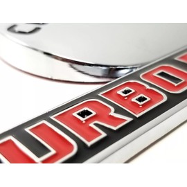 Pair Set Compatible with Cummin Turbo Emblem 3D Fender Badges Nameplate for 2500 3500 (Chrome Red)