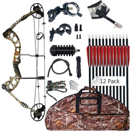 FUNTRESS Compound Bow 30-55lbs 24"-29.5" Archery Hunting Equipment Max Speed 310fps with Accessories Right Handed(Camo)