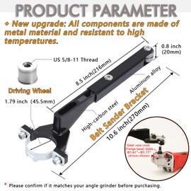 Belt Sander Attachments for Angle Grinder,Aluminum Alloy Detailing Bandfile Sander Adapter,US 5/8-11 Thread,Suitable for Welding Points Grinding,Woodworking and Metal Rust Removal.(20Pcs Sand Belts)