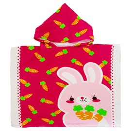 COSORO Pink Bunny Hooded Poncho Towel for Kids,60x90cm Kids Beach Towel Poncho Swimming Towels,Beach Robe Childrens Bath Towel Poncho for Swimming Pool,Childs Towel Bathrobe for Girls Boys Age 2-6