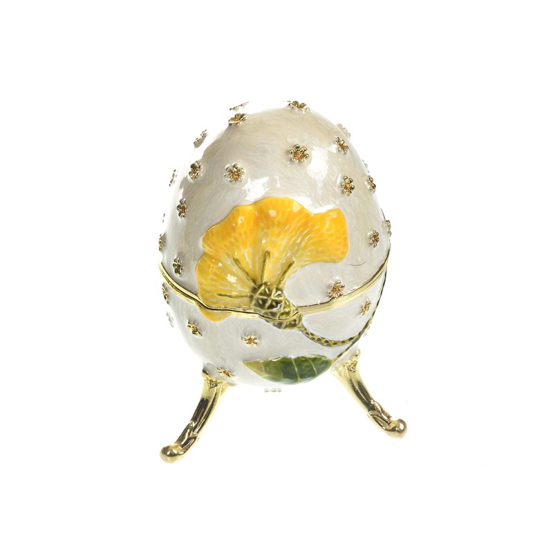 Keren Kopal White with red flower Egg Music box Fur